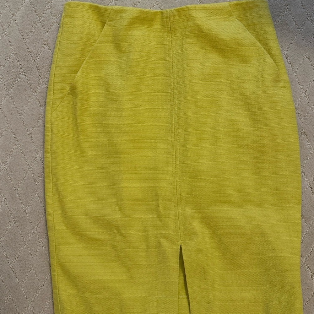 LOFT Lime/yellow Knee-Length Pencil Skirt with Slit